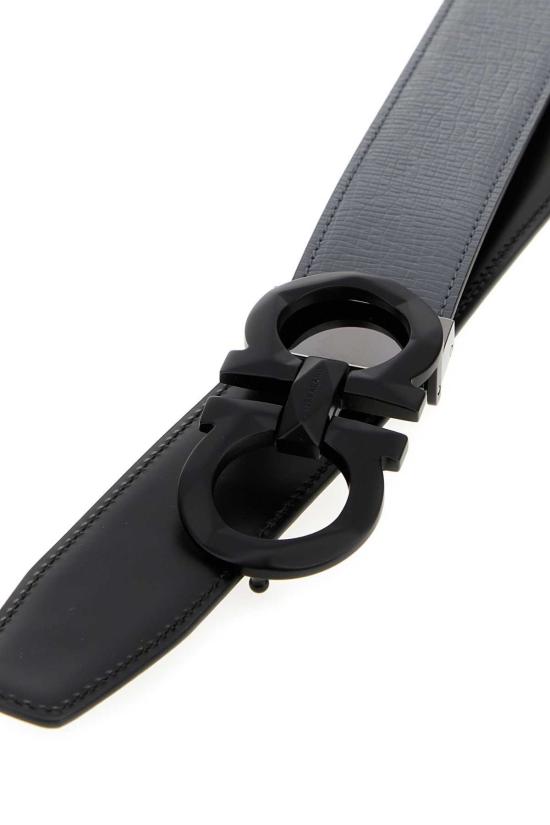  살바토레 페라가모 가죽 벨트 페라가모 가죽 양면  다크 그레이 - SALVATORE FERRAGAMO