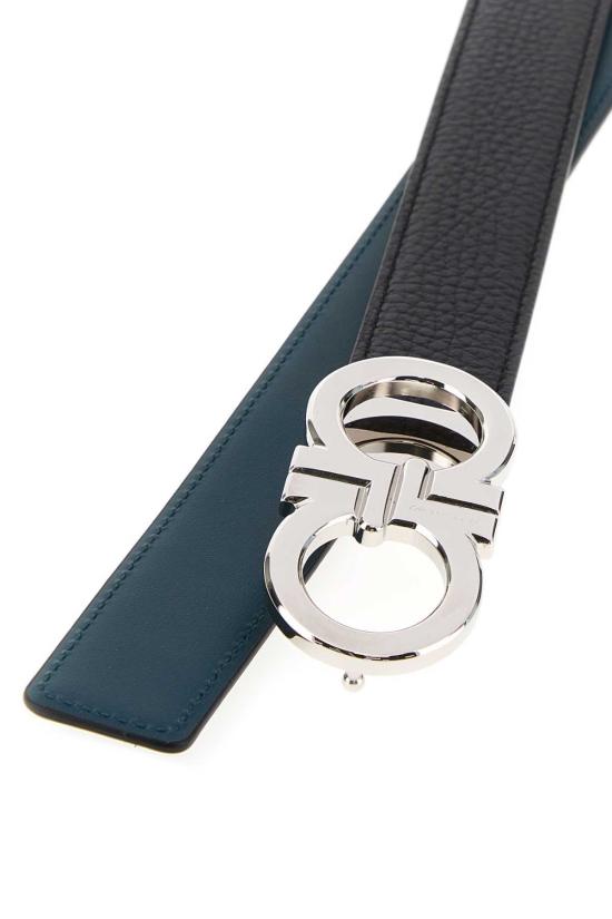  살바토레 페라가모 가죽 벨트 페라가모 블랙 가죽 양면  (블랙/타이타닉 블루) - SALVATORE FERRAGAMO