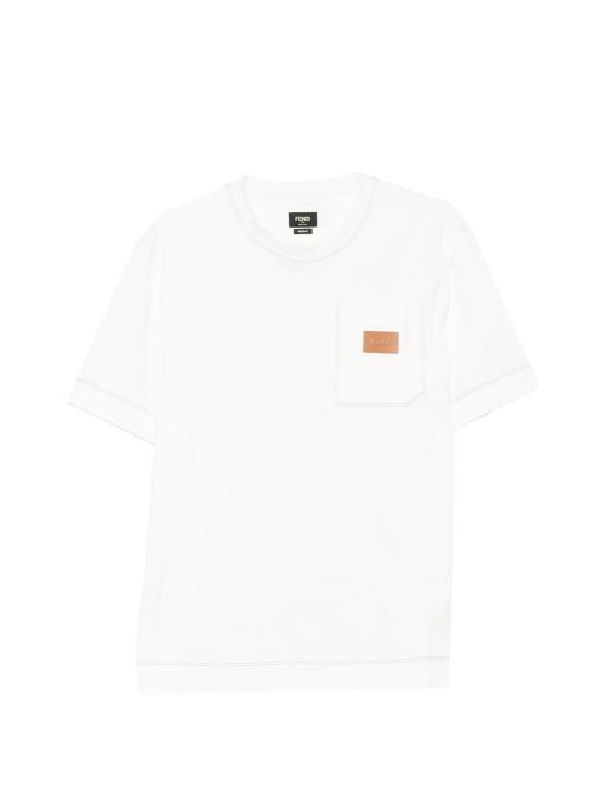 26FW 펜디 레더 로고 패치 코튼 티셔츠 FY0936 B05IF0H0G WHITE