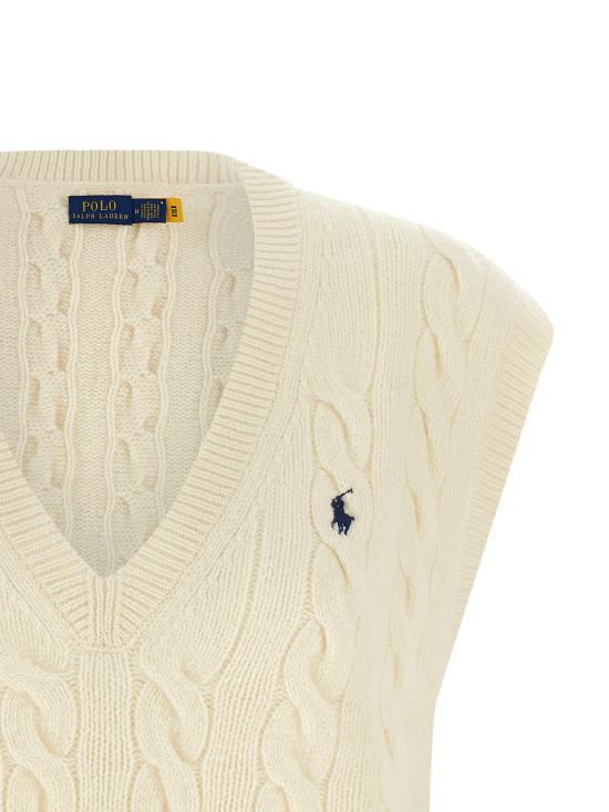 26FW 폴로 랄프로렌 민소매 티셔츠 흰색 브레이드  질레 - POLO RALPH LAUREN