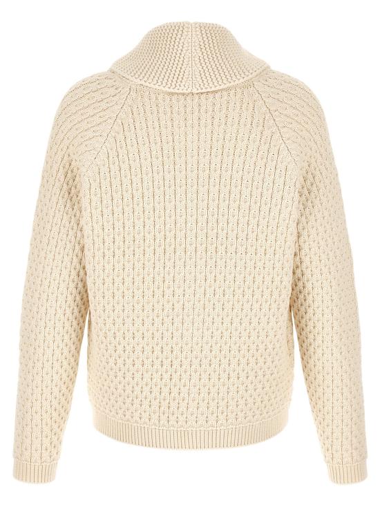 26FW JW앤더슨 집업 니트 케이블 니트 스웨터 및 가디건 (흰색) - JW ANDERSON