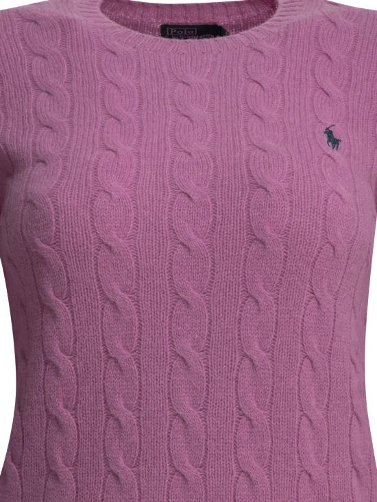 26FW 폴로 랄프로렌 스웨터 로고가 있는 크루넥 스웨터, , 푸시아 색상 - POLO RALPH LAUREN