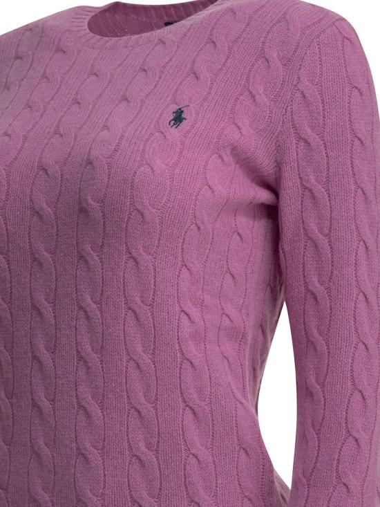 26FW 폴로 랄프로렌 스웨터 로고가 있는 크루넥 스웨터, , 푸시아 색상 - POLO RALPH LAUREN