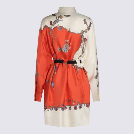 26FW 베르사체 미디 원피스 1025495 1A186365O360 ORANGE WHITE GOLD - VERSACE