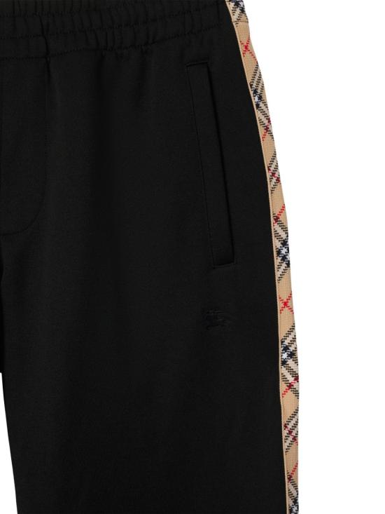 26FW 버버리 체크 트리밍 코튼 블렌드 트랙 팬츠 8110564 A1189 BLACK - BURBERRY