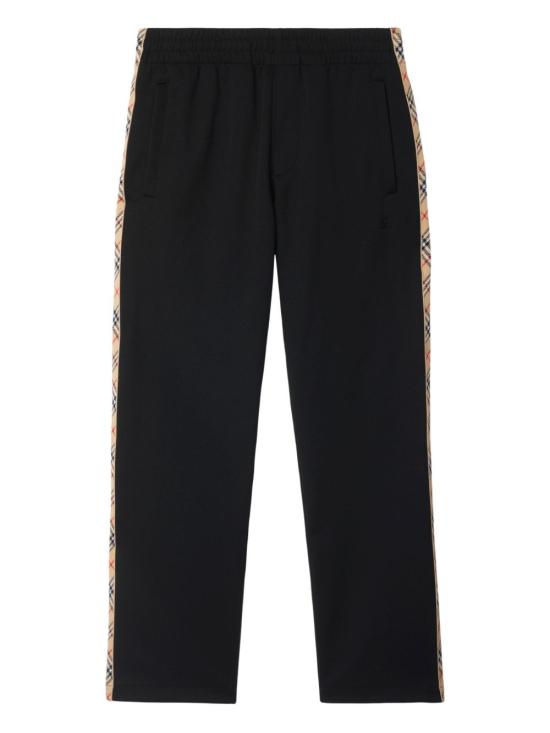 26FW 버버리 체크 트리밍 코튼 블렌드 트랙 팬츠 8110564 A1189 BLACK