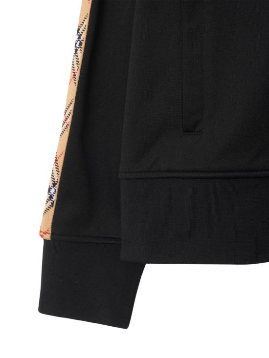 26FW 버버리 체크 트림 코튼 블렌드 트랙 자켓 8110563 A1189 BLACK - BURBERRY