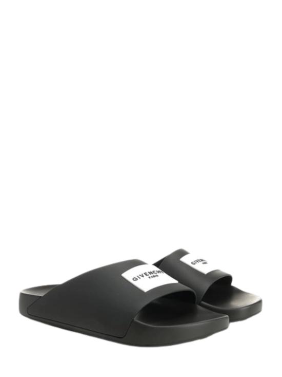26FW 지방시 러버 라벨 슬라이드 뮬 BH302MH1XL 001 BLACK - GIVENCHY