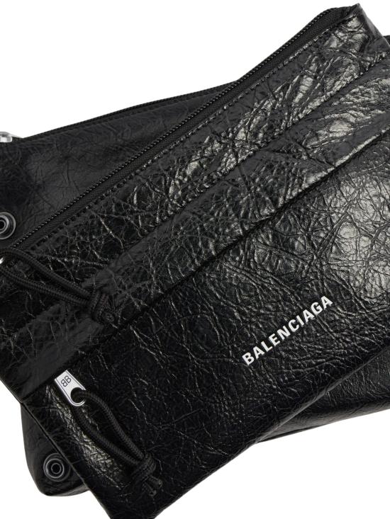 26FW 발렌시아가 익스플로러 더블 파우치 메신저 백 873182 1VG071000 BLACK - BALENCIAGA