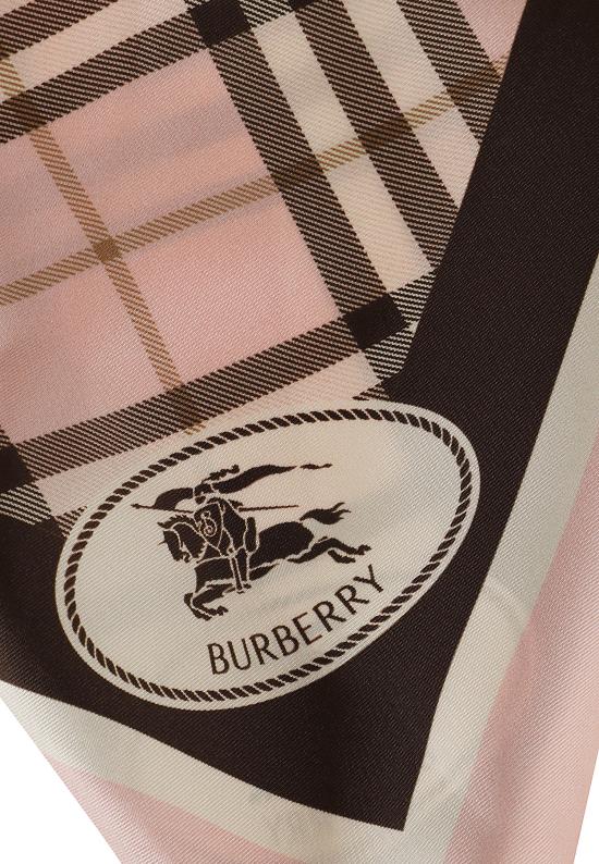 26FW 버버리 체크 나이트 스탬프 실크 스카프 8115769 BOW PINK - BURBERRY