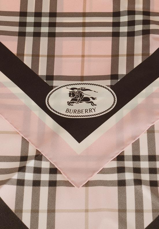 26FW 버버리 체크 나이트 스탬프 실크 스카프 8115769 BOW PINK - BURBERRY