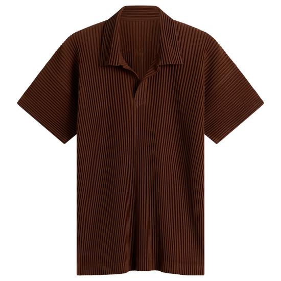 26SS 옴므 플리세 이세이 미야케 폴로 티셔츠 HP66JM13248 ANCHOR BROWN DOM