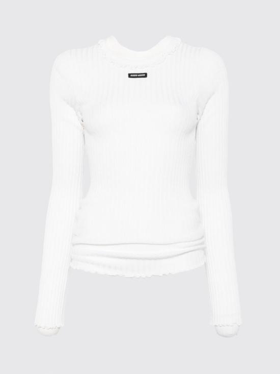 26FW 미우미우 실크 크루넥 스웨터 MML06T 191X F0009 WHITE DOM