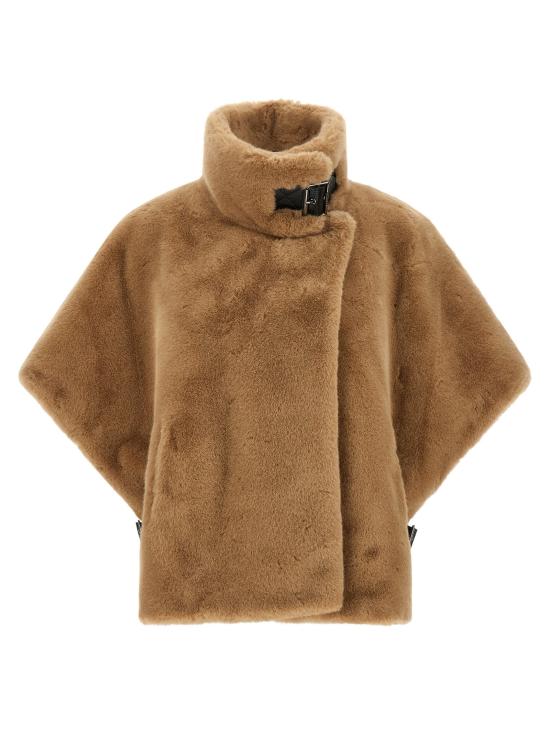 26FW 핑코 무스탕 케이프 퍼 베이지