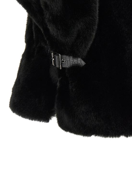 26FW 핑코 무스탕 케이프 퍼 블랙 - PINKO