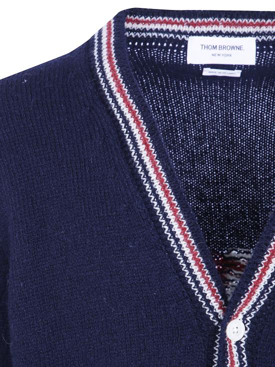 26FW 톰브라운 도네갈 인타르시아 헥터 패치워크 가디건 MKC647A Y1506 415 NAVY - THOM BROWNE