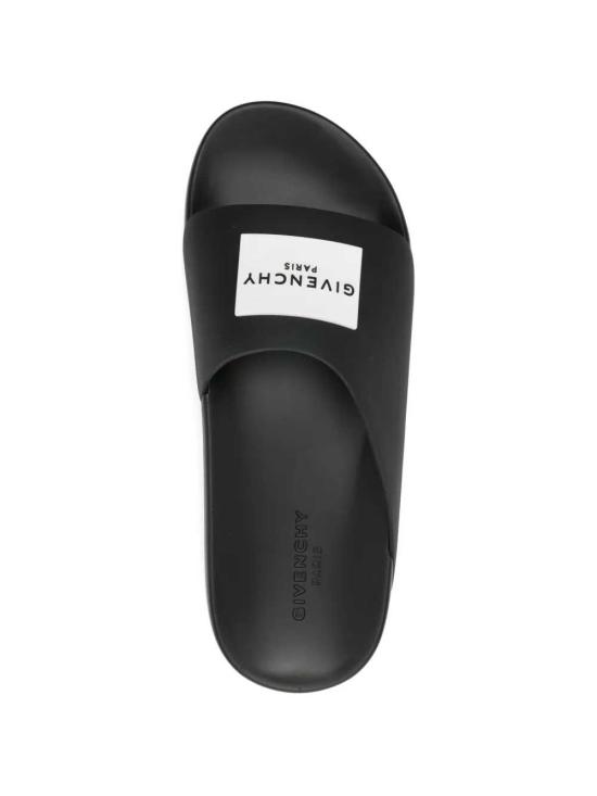 26FW 지방시 러버 라벨 슬라이드 뮬 BH302MH1XL001 001 BLACK - GIVENCHY