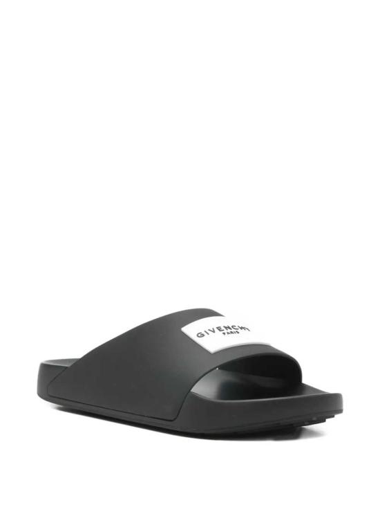 26FW 지방시 러버 라벨 슬라이드 뮬 BH302MH1XL001 001 BLACK - GIVENCHY
