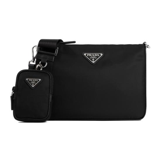 26FW 프라다 리나일론 앤 사피아노 레더 숄더백 2VH113VXOP 2DMH F0002 NERO - PRADA