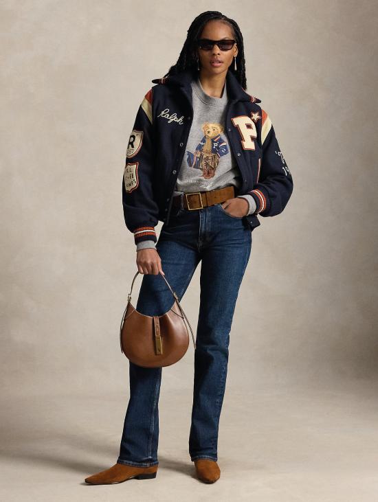 26FW 랄프 로렌 긴팔 티셔츠 파일 콘 폴로 베어 그리지오를 입은 펠파 지로콜로 - RALPH LAUREN