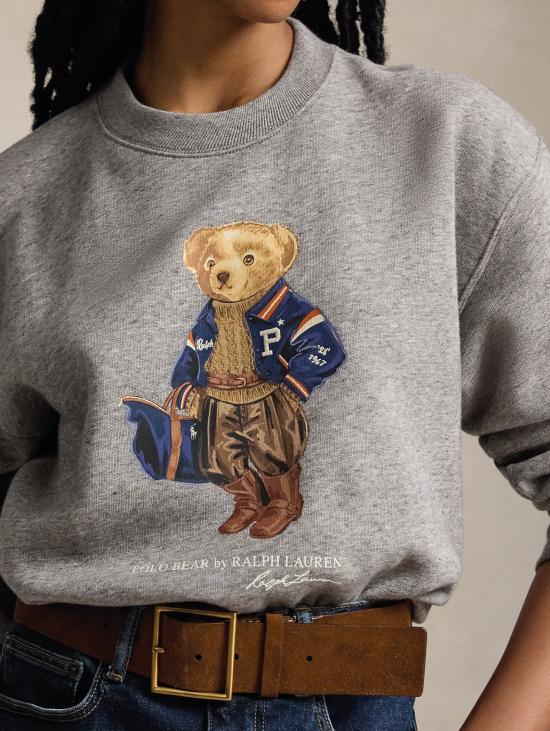 26FW 랄프 로렌 긴팔 티셔츠 파일 콘 폴로 베어 그리지오를 입은 펠파 지로콜로 - RALPH LAUREN