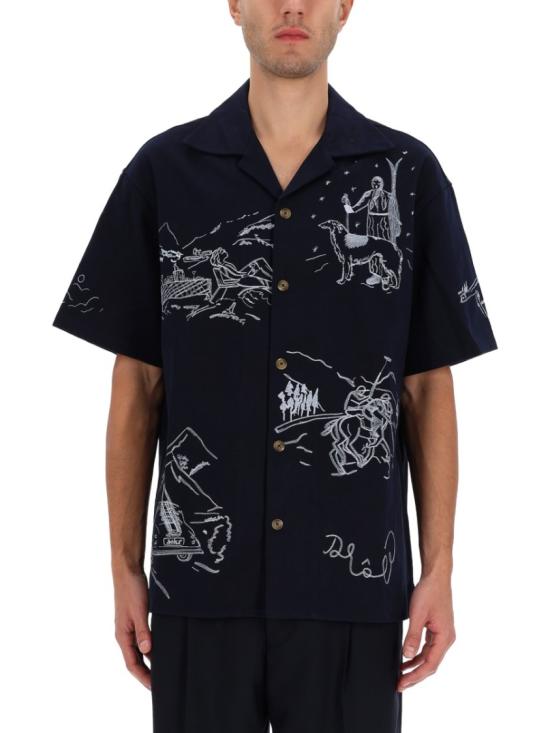 25FW 드롤드무슈 반팔 셔츠 SH228 CO215NAVY Blue