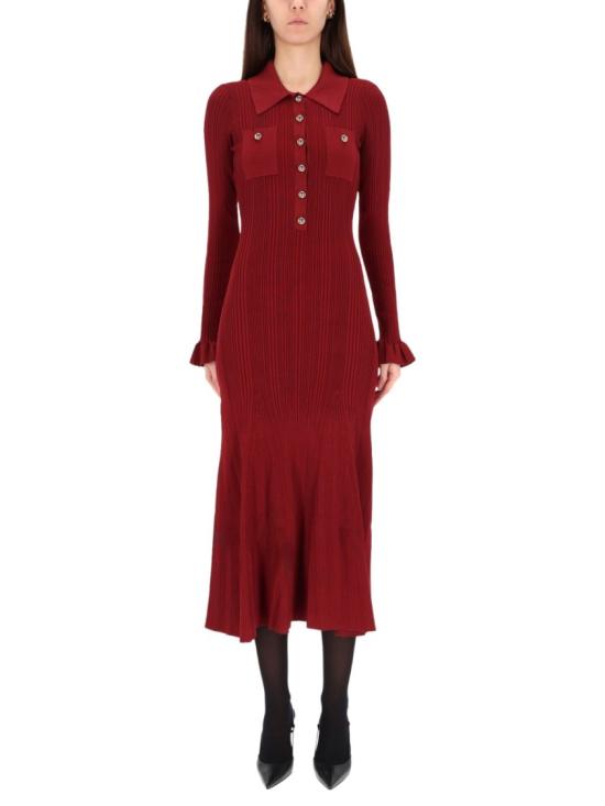 25FW 셀프 포트레이트 롱 원피스 AW25 008MA BU BURGUNDY
