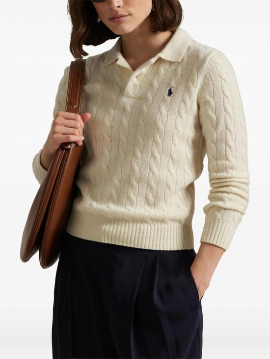 26FW 폴로 랄프로렌 케이블 폴로 니트 211972132 001 BIANCO - POLO RALPH LAUREN