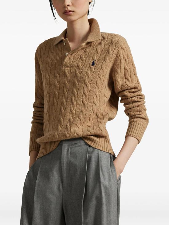 26FW 폴로 랄프로렌 케이블 폴로 니트 211972132 002 Beige - POLO RALPH LAUREN