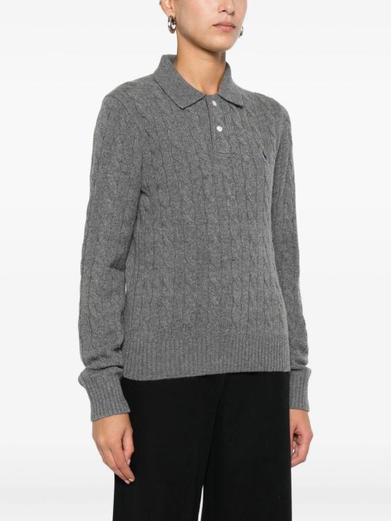 26FW 폴로 랄프로렌 케이블 폴로 니트 211972132 500 Grigio - POLO RALPH LAUREN