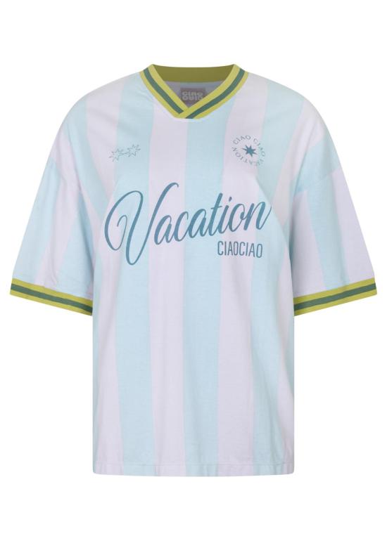  차오 차오 베케이션 반팔 티셔츠 차오 차오 휴가 휴가 스트라이프 티셔츠 - CIAO CIAO VACATION