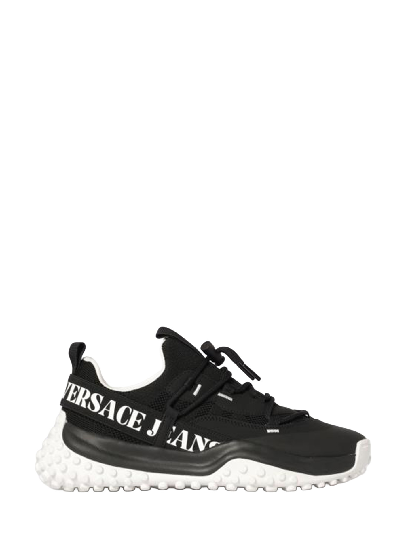 26SS 베르사체 / 남성 진스 꾸뛰르 로고 프린트 로우탑 스니커즈 80YA3SN2ZSE10 899 Black BPG