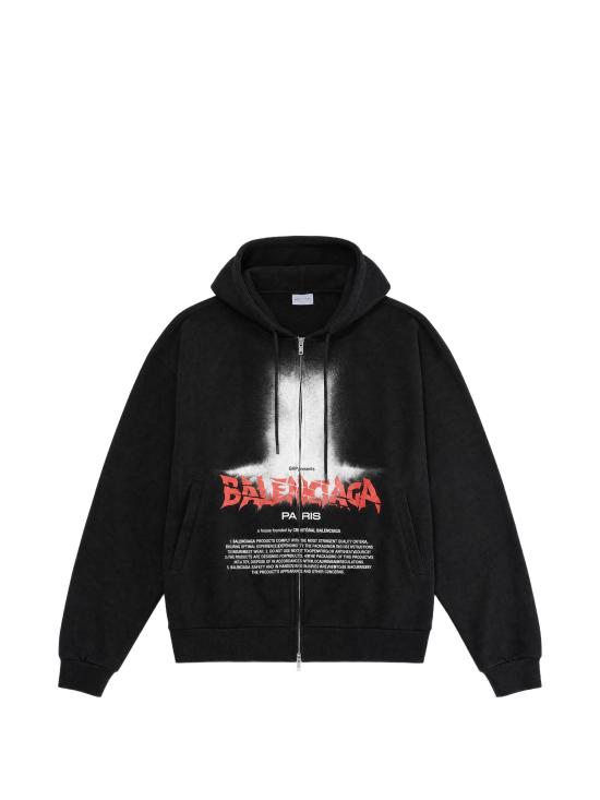 26FW 발렌시아가 더 도어 오버사이즈 집업 후디 850338TUVQ9 1000 BLACK