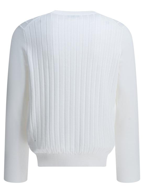 26SS 브루넬로 쿠치넬리 코튼 텍스처드 립 니트 스웨터 M29204000C2723X WHITE - BRUNELLO CUCINELLI