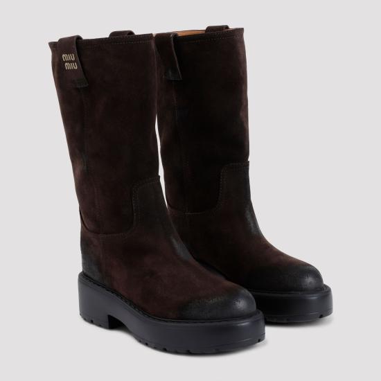 26FW 미우미우 스웨이드 부츠 5U270EF0550B2 F0003 BROWN - MIU MIU