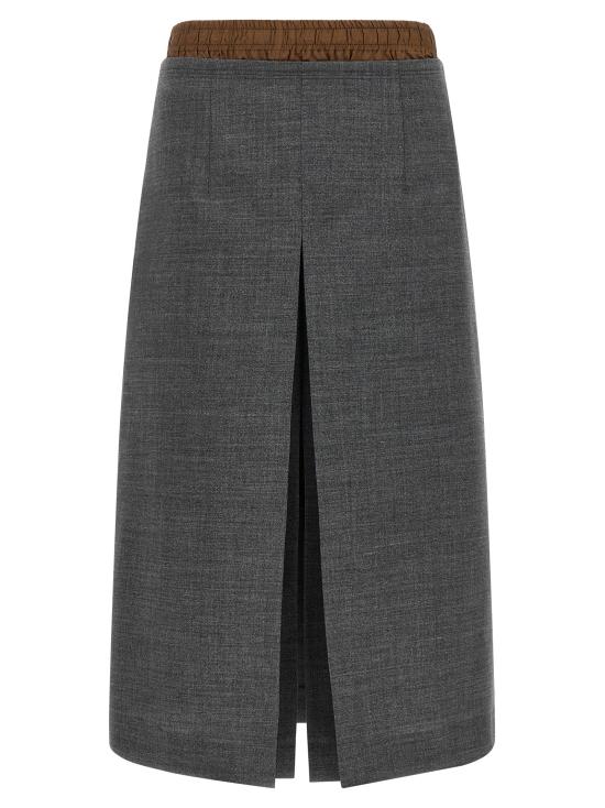 26FW 프라다 러쉬 스티치 스커트 P10A8SOOO6011F0480 Gray