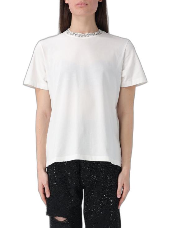 26FW 골든구스 카보숑 크리스탈 티셔츠 GWP01220P00067310363 WHITE
