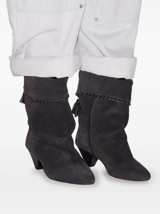 26FW 이자벨마랑 달비 드레이프 스웨이드 카프스킨 레더 부츠 BO0188FBC1A20S 02FK FADED BLACK - ISABEL MARANT