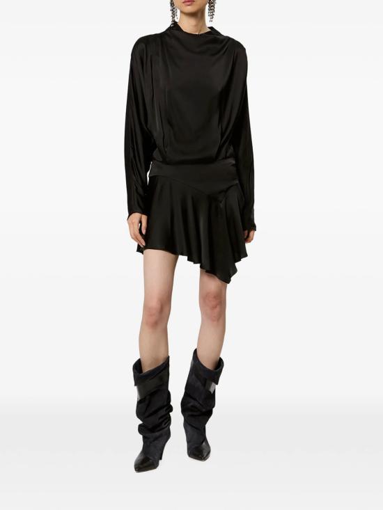 26FW 이자벨마랑 넬린 드레이프 사틴 드레스 넬린 드레이프 사틴 드레스 RO1094FAD3J13I 01BK BLACK - ISABEL MARANT