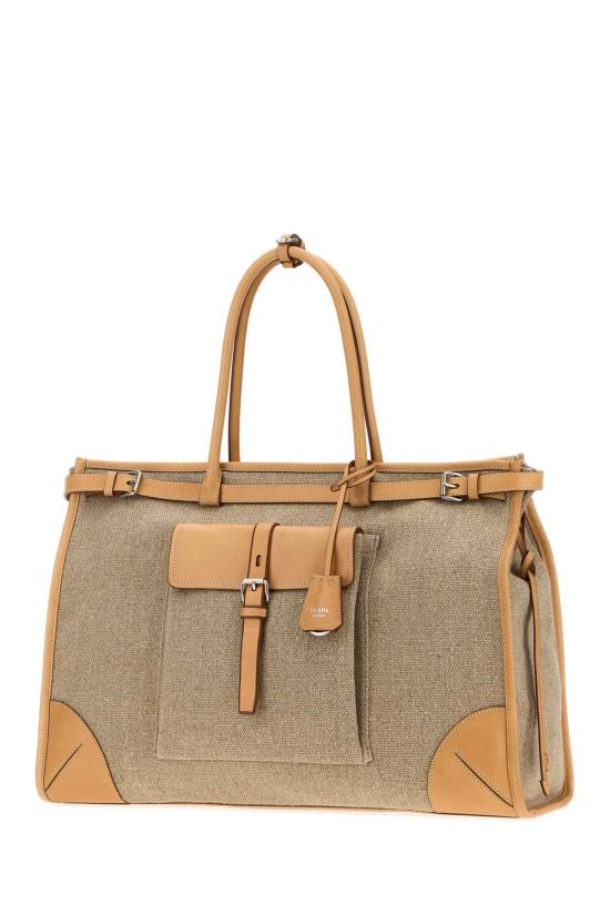 26FW 프라다 보니 데님 앤 레더 토트백 2VG128VOTOP0E F032T BEIGE O TAN - PRADA