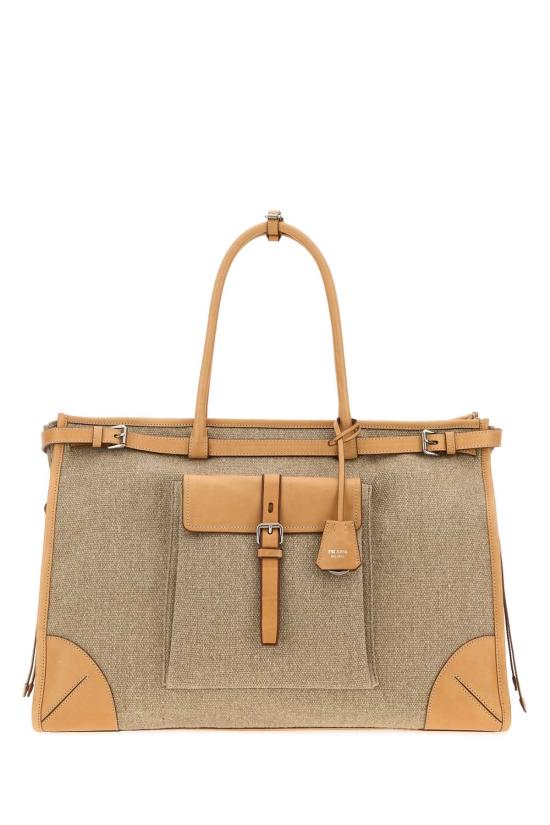 26FW 프라다 보니 데님 앤 레더 토트백 2VG128VOTOP0E F032T BEIGE O TAN