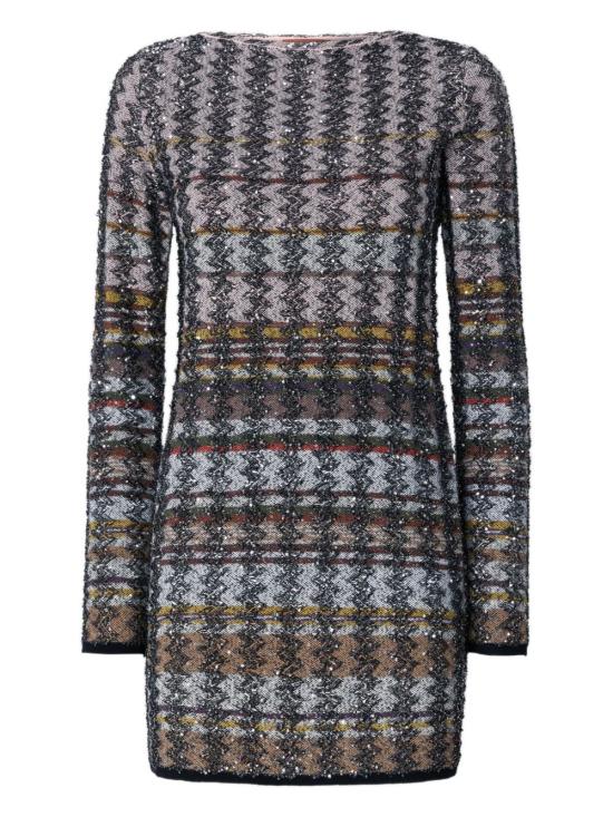 25FW 미소니 미디 원피스 DS25WG0ZBK01CKSM9T1 Patterned