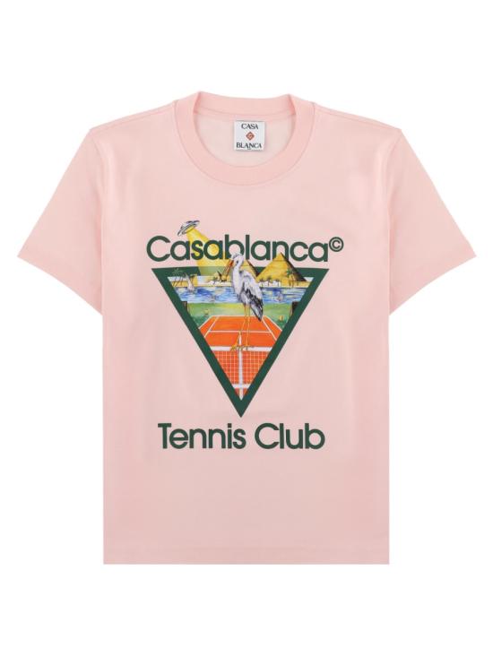 26FW 카사블랑카 반팔 티셔츠 WPF26JTS020 02TENNISCLUBTRIANGLE PINK