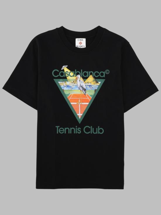 26FW 카사블랑카 반팔 티셔츠 MPF26JTS001 19TENNISCLUBTRIANGLE BLACK - CASABLANCA