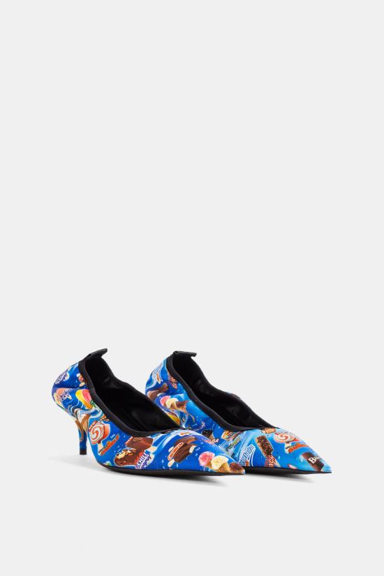 26SS 발렌시아가 새틴 애비뉴 스크런치 펌프스 845913 W14G1 41111 BLUE BLK GREY - BALENCIAGA