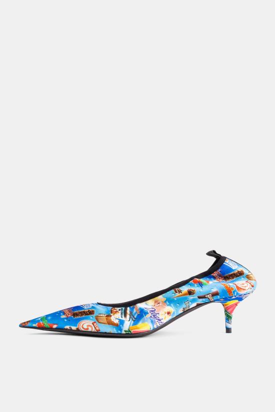 26SS 발렌시아가 새틴 애비뉴 스크런치 펌프스 845913 W14G1 41111 BLUE BLK GREY - BALENCIAGA