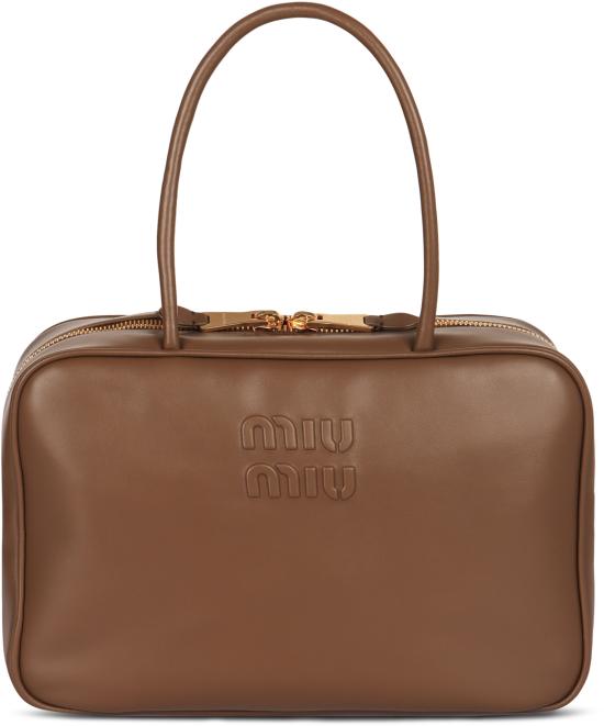 26SS 미우미우 가죽 탑 핸들백 5BB117VMON2CRWF0244 brown - MIU MIU