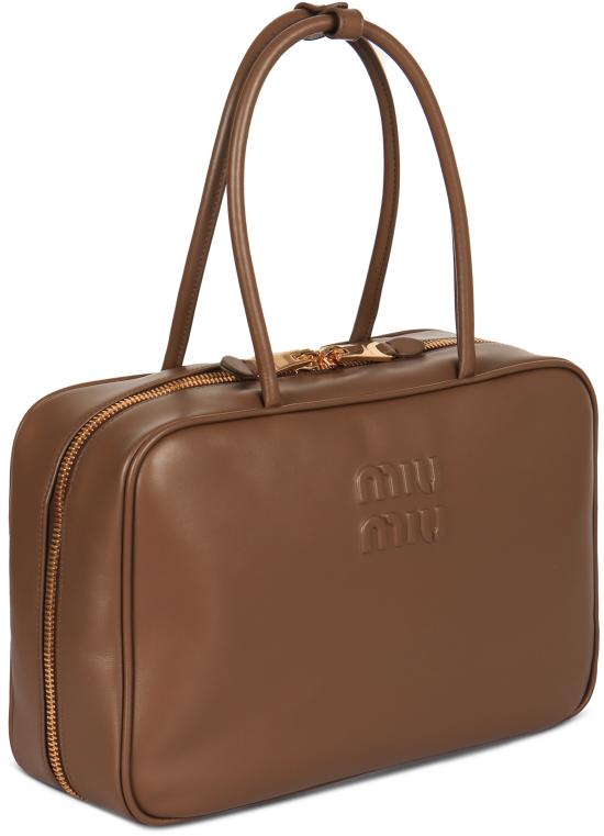 26SS 미우미우 가죽 탑 핸들백 5BB117VMON2CRWF0244 brown - MIU MIU