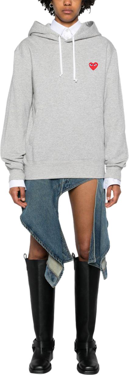 25FW 꼼데가르송 플레이 로고 후드 티셔츠 AXT170D1 LICHTGREY - COMME DES GARCONS