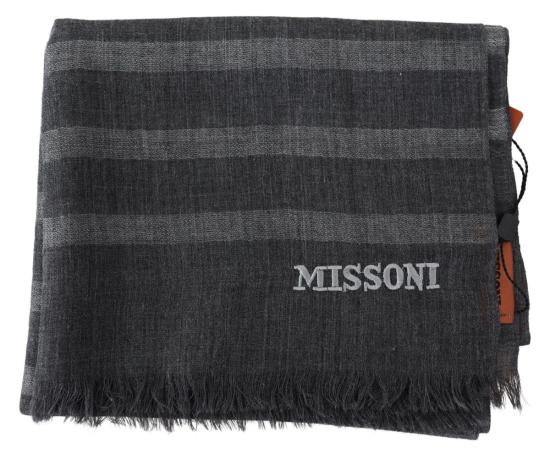  미소니 머플러/스카프 미쏘니 스트라이프 울 넥랩 프린지 스카프 그레이 - MISSONI
